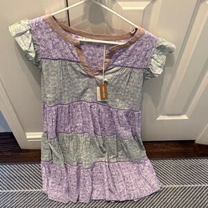 Roller Rabbit Purple and Green Mini Dress